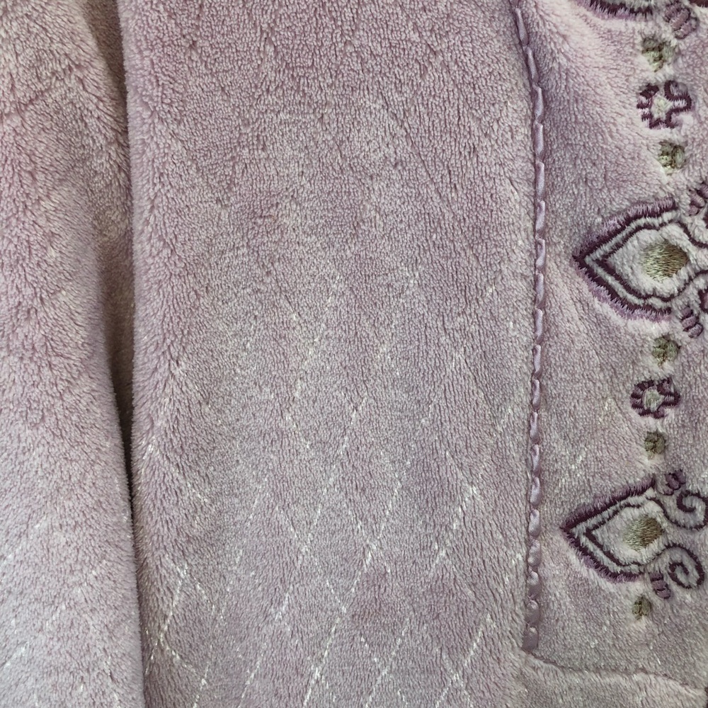 Oscar De La Renta Pink Fleece Night Robe size Large - Picture 7 of 10